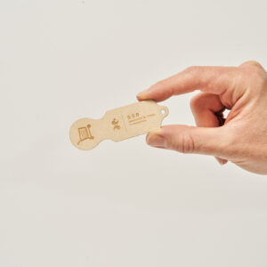Einkaufswagenchip aus Holz